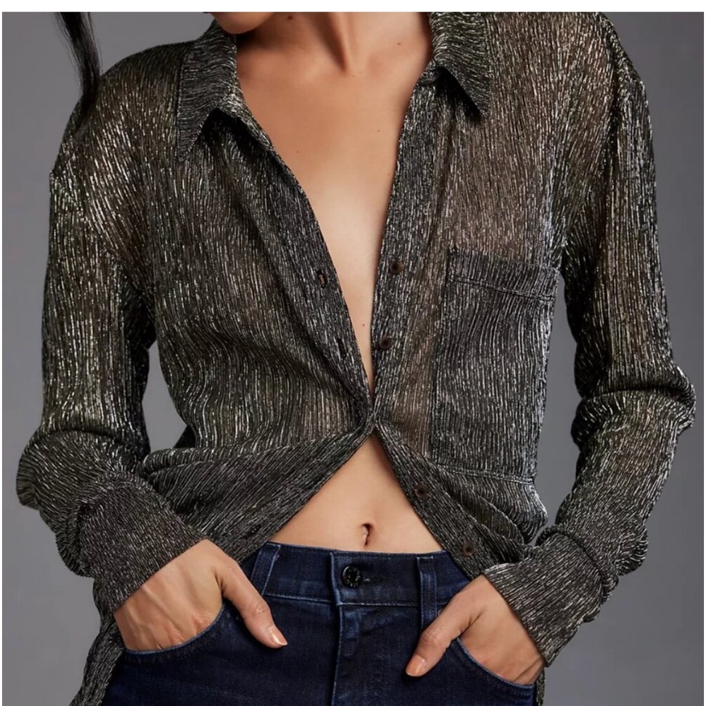 Anthropologie Pilcro Shimmery Button Up - image 4